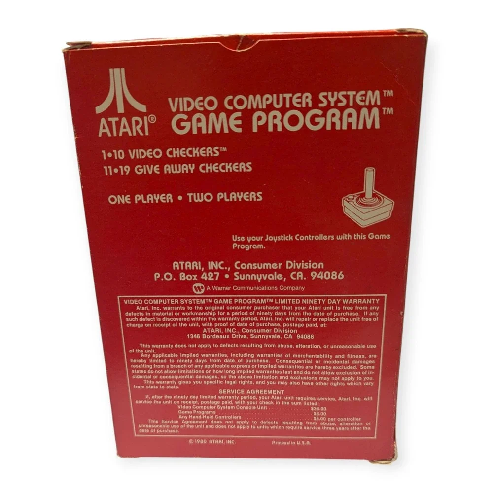 Atari 2600 Video Checkers CX2636 Game Cartridge CIB with Manual‎ and Catalog